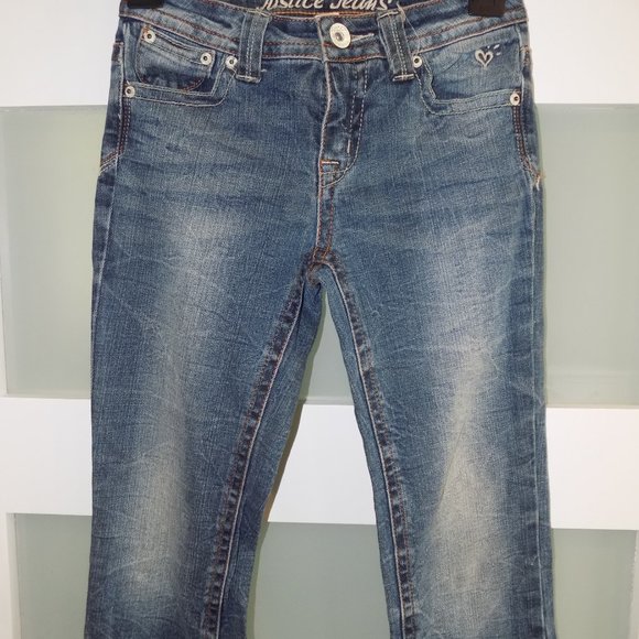 JUSTICE PREMIUM SIMPLY LOW STRAIGHT LEG JEANS SIZE 12S GIRL'S - Picture 2 of 3